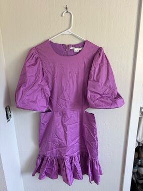 Veronica Beard Purple Puff-Sleeve Dress